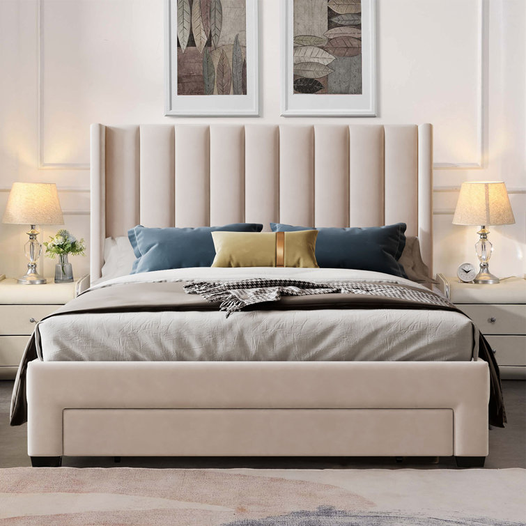 Mercer41 Lecharles Upholstered Wingback Storage Bed Wayfair